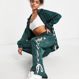 Green Lace-Up Track Pants